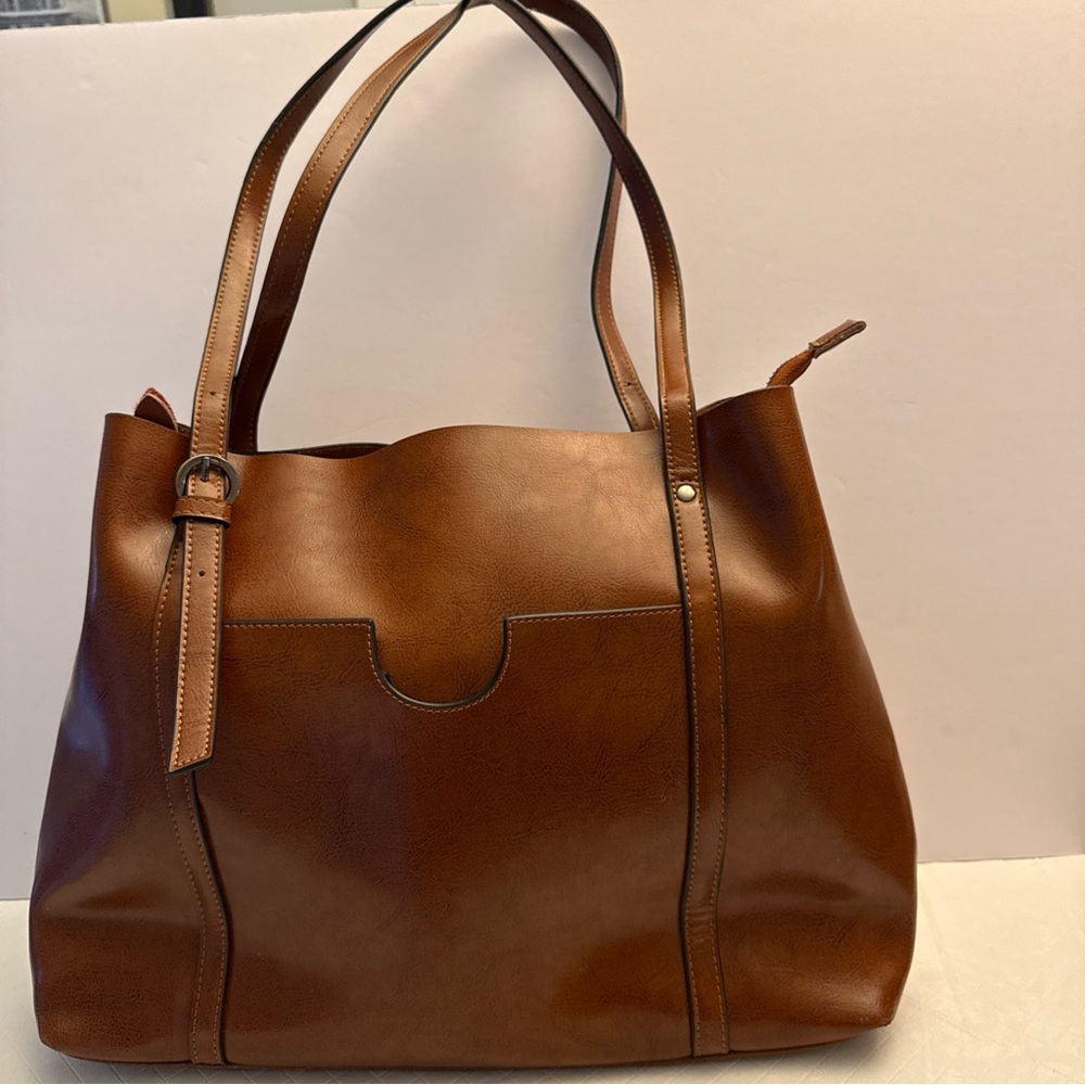 Elegant Brown Leather Tote Bag